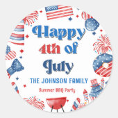 4. Juli Fireworks America Flag GRILLEN Party Runder Aufkleber (Vorderseite)