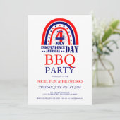4. Juli Fireworks BQ-Party Einladung (Stehend Vorderseite)