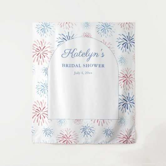 4. Juli Fireworks Brautparty Foto Hintergrund Wandteppich (Vorderseite)
