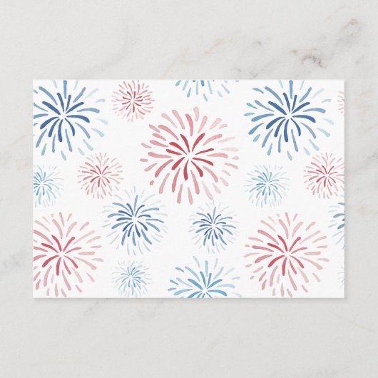 4. Juli Fireworks Display Polterabend Registry Begleitkarte (Rückseite)