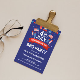 4. Juli Fireworks & Flags BQ Party Einladung