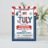 4. Juli Fireworks GRILLEN Party Einladung (Stehend Vorderseite)