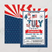 4. Juli Fireworks GRILLEN Party Einladung (Vorne/Hinten)