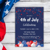 4. Juli Fireworks Modern Blue Party Einladung