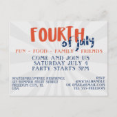 4. Juli Fireworks Party Einladung Postkarte (Vorderseite)