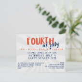 4. Juli Fireworks Party Einladung Postkarte (Stehend Vorderseite)