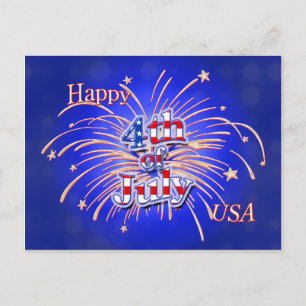 4. Juli Fireworks Postcard Postkarte
