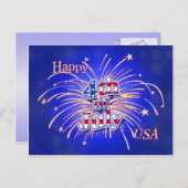 4. Juli Fireworks Postcard Postkarte (Vorne/Hinten)