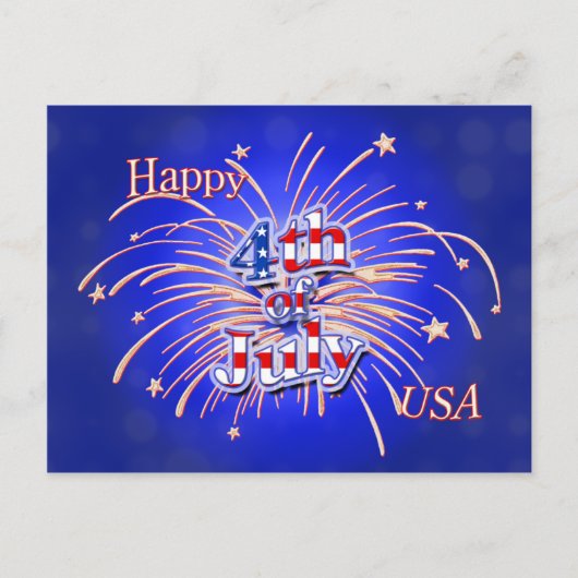 4. Juli Fireworks Postcard Postkarte (Vorderseite)