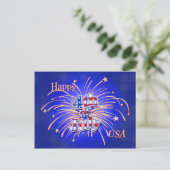 4. Juli Fireworks Postcard Postkarte (Stehend Vorderseite)