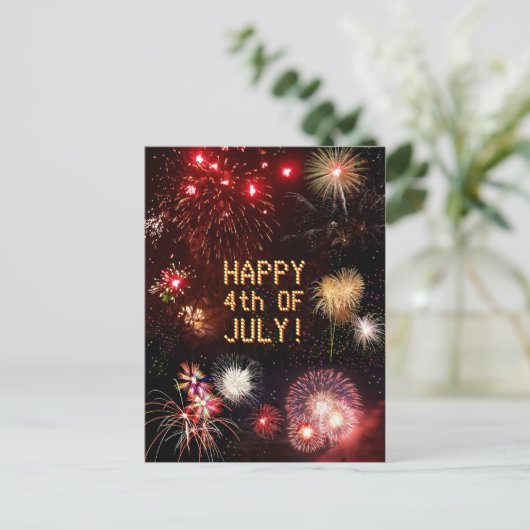 4. Juli Fireworks Postcard Postkarte (Stehend Vorderseite)