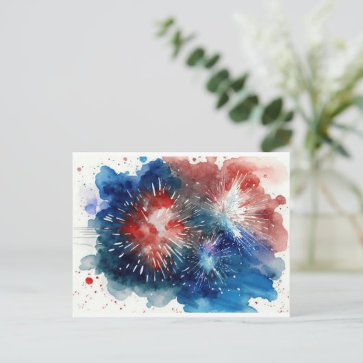 4. Juli Fireworks Postcard Postkarte (Stehend Vorderseite)