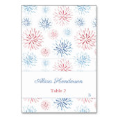 4. Juli Fireworks Red White Blue Platzkarte Tischnummer (Vorderseite)