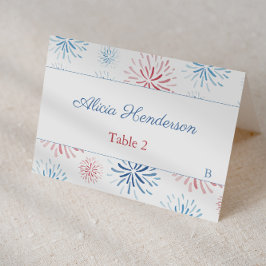 4. Juli Fireworks Red White Blue Platzkarte Tischnummer