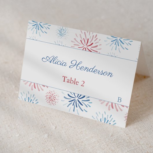 4. Juli Fireworks Red White Blue Platzkarte Tischnummer