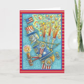 4. JULI FIREWORKS ROBOT GREETING CARD Verse Karte (Vorderseite)