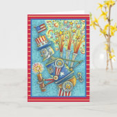 4. JULI FIREWORKS ROBOT GREETING CARD Verse Karte (Gelbe Blume)