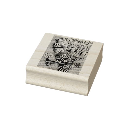 4. JULI FIREWORKS ROBOT STEAMPUNK RUBBER BRIEFMARK GUMMISTEMPEL (Stempel)