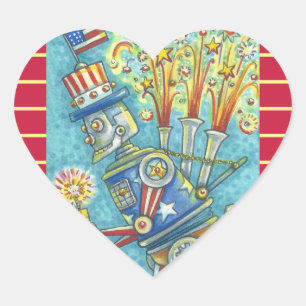 4. JULI FIREWORKS ROBOT STICKERS Herz * Blatt
