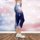 4. Juli Fireworks Sparklers Red White Blue Capri Leggings