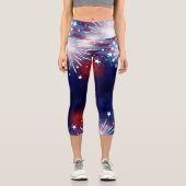 4. Juli Fireworks Sparklers Red White Blue Capri Leggings (Vorderseite)
