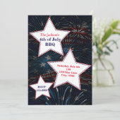 4. Juli FIREWORKS & STARS Party Einladung (Stehend Vorderseite)