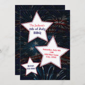 4. Juli FIREWORKS & STARS Party Einladung (Vorne/Hinten)