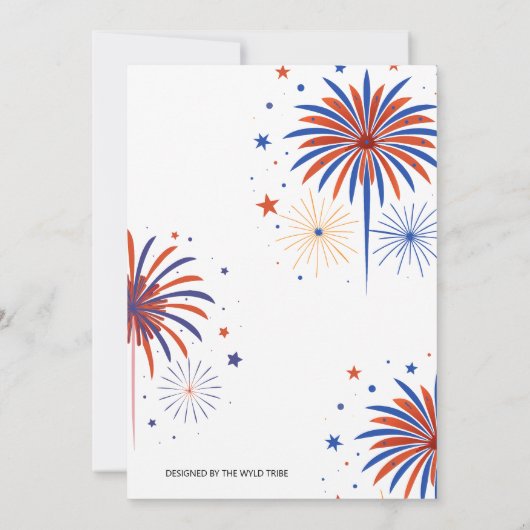 4. Juli Fireworks T-Rex America Flag GRILLEN Party Einladung (Rückseite)