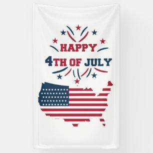 4. Juli Fireworks USA Red White Blue Flag Banner