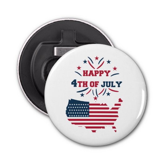 4. Juli Fireworks USA Red White Blue Flag Flaschenöffner (Vorderseite)