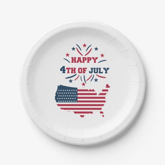 4. Juli Fireworks USA Red White Blue Flag Pappteller (Vorderseite)