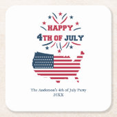 4. Juli Fireworks USA Red White Blue Flag Rechteckiger Pappuntersetzer (Vorderseite)