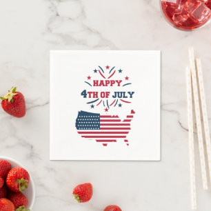 4. Juli Fireworks USA Red White Blue Flag Serviette