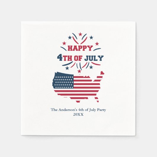 4. Juli Fireworks USA Red White Blue Flag Serviette (Vorderseite)