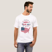 4. Juli Fireworks USA Red White Blue Flag T-Shirt (Vorne ganz)