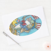 4. JULI FISH & STARFISH STICKERS Oval * Blatt (Umschlag)