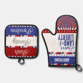 4. Juli Flag Amerika Land der Freiheit Ofenhandschuh & Topflappen-Set (Vorderseite)