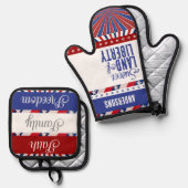 4. Juli Flag Amerika Land der Freiheit Ofenhandschuh & Topflappen-Set (Vorderseite/Rückseite)