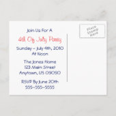 4. Juli Flag Einladung Postkarte (Rückseite)