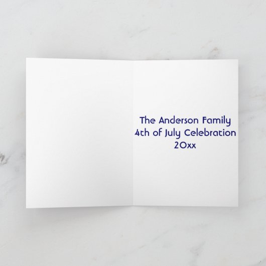 4. Juli Flag & Fireworks Fügen Sie Ihre Foto-Karte Karte (Innenseite)