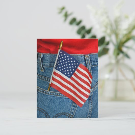 4. Juli Flag in Jean Pocket Einladung (Stehend Vorderseite)