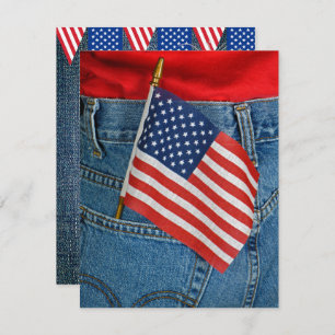 4. Juli Flag in Jean Pocket Einladung