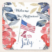 4. Juli Flag Personalisiert Stilvoll Rechteckiger Pappuntersetzer (Vorderseite)