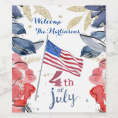 4. Juli Flag Personalisiert Stilvoll Weinetikett (Einzelnes Label)