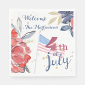 4. Juli Flag Personalisiert Stilvolles Party Serviette (Vorderseite)