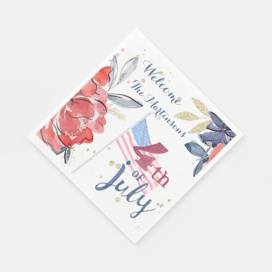 4. Juli Flag Personalisiert Stilvolles Party Serviette (Ecke)