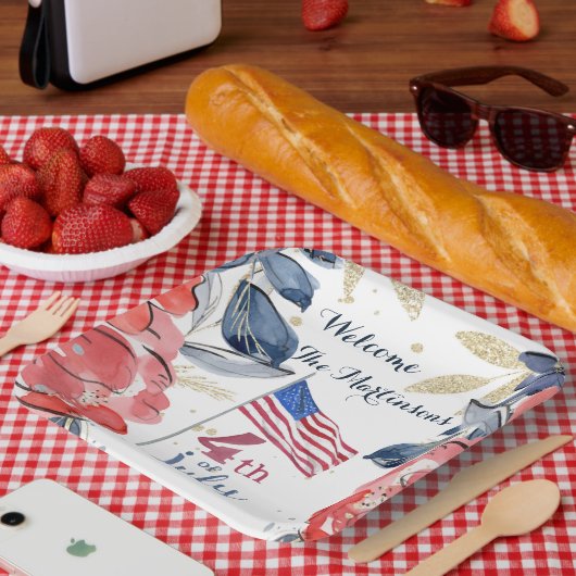 4. Juli Flag Personalisiert Stylish Paper Pappteller (Picknick)