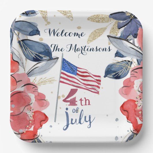 4. Juli Flag Personalisiert Stylish Paper Pappteller (Vorderseite)