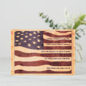 4. Juli Flag Pledge of Allegiance Feuerwerk Einladung (Stehend Vorderseite)