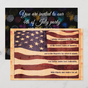 4. Juli Flag Pledge of Allegiance Feuerwerk Einladung
